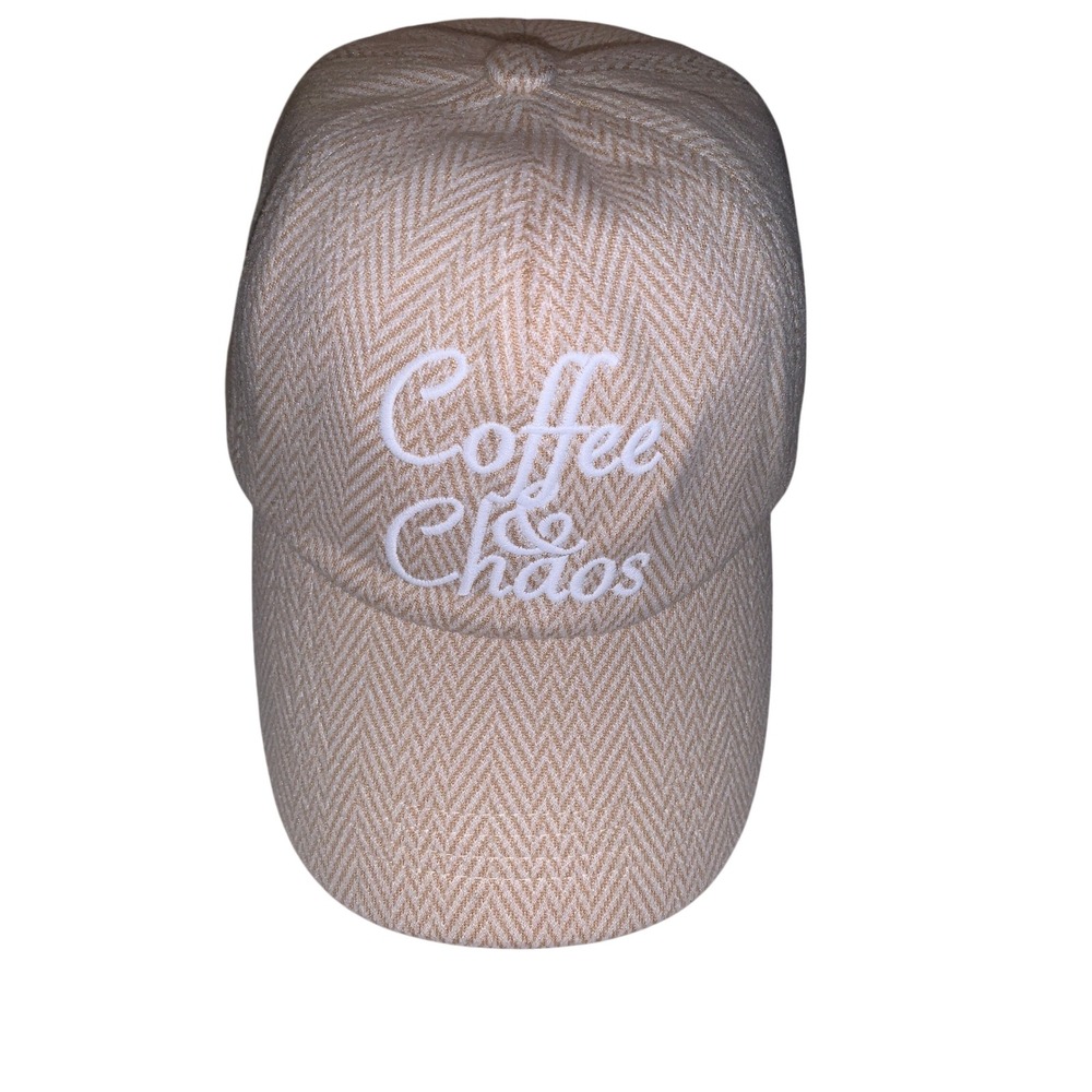 NEW Aldo Coffee & Chaos Herringbone Baseball Cap Tan Cream Adjustable NWT